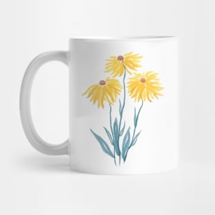 three abstract yellow flower painting Mug